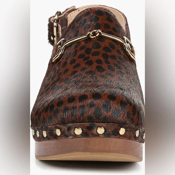 New! Sam Edelman Calf-hair/Leather Studded Wooden Clog Women’s Size 6 - Picture 5 of 16